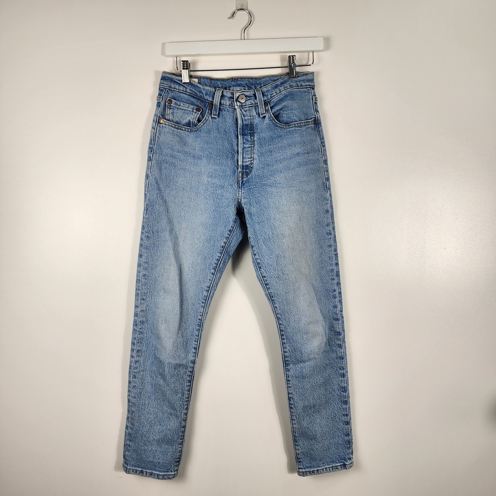 Levi's 501 Skinny Jeans Women 25 Light Blue High Rise Vintage Style Button Fly